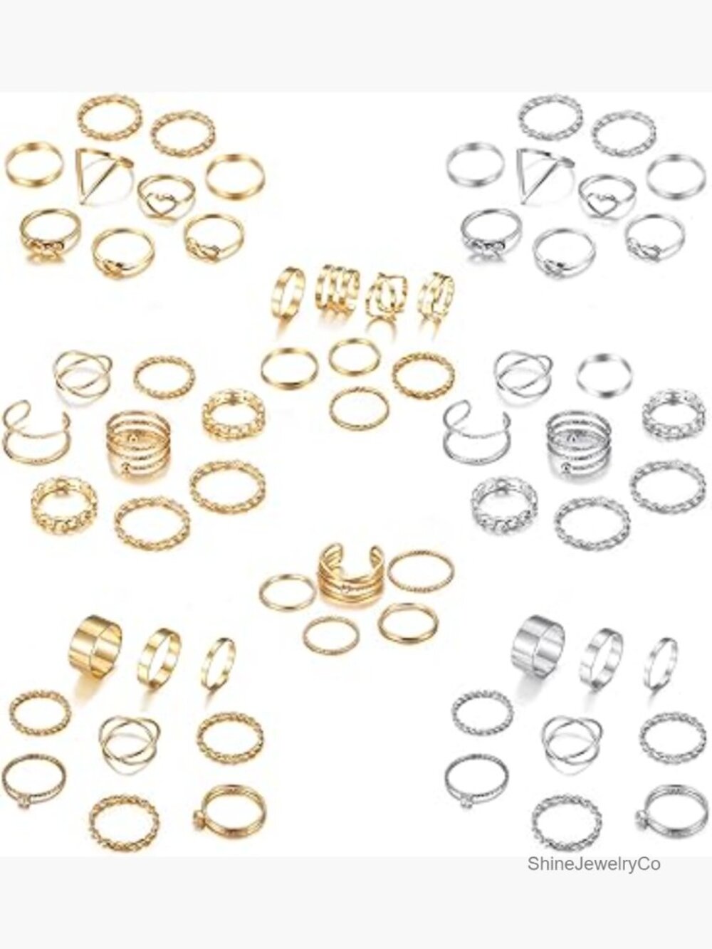 65 Pcs Bohemian Knuckle Midi Ring Set Stackable Vintage Rings Women